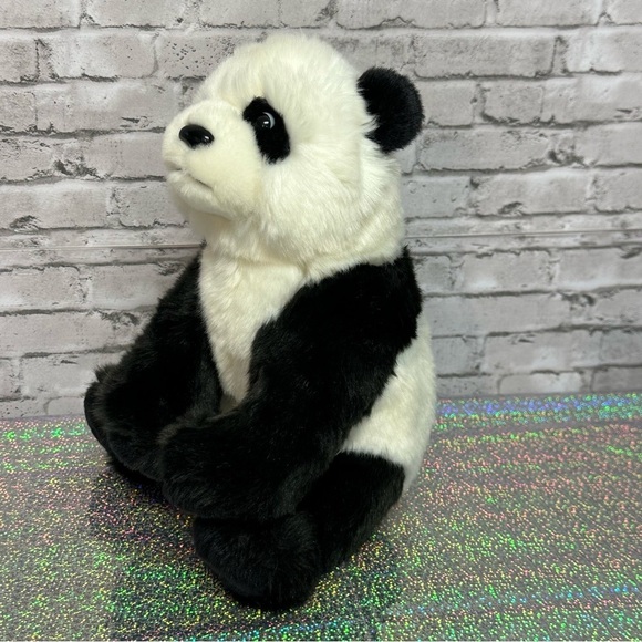 FOA Schwarz PANDA Bear Plush Stuffed Animal Realistic 10 in. Sitting - Picture 2 of 14